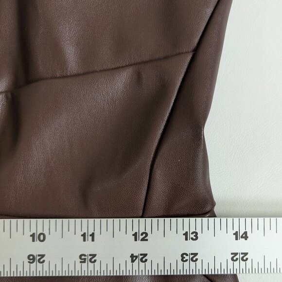 Banana Republic Factory Vegan Leather Dress Brown Size 0 Midi Length - Picture 7 of 9